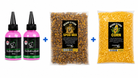 5kg Partikel Mix + 5kg Majs + 2x Monster Shrimp Booster Liquid 100ml - Sommer Tilbud