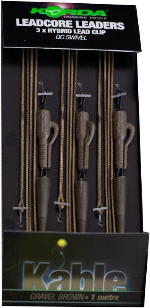 Korda Leadcore Leaders - 100cm - Hybrid Lead Clip QC Swivel - 3 stuks - KarperCentrale
