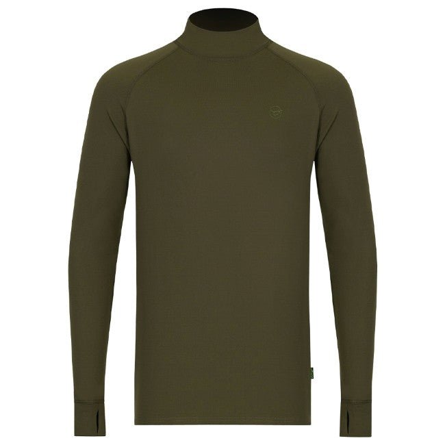 Mock Neck Thermo Langarmshirt - Dunkel Olive